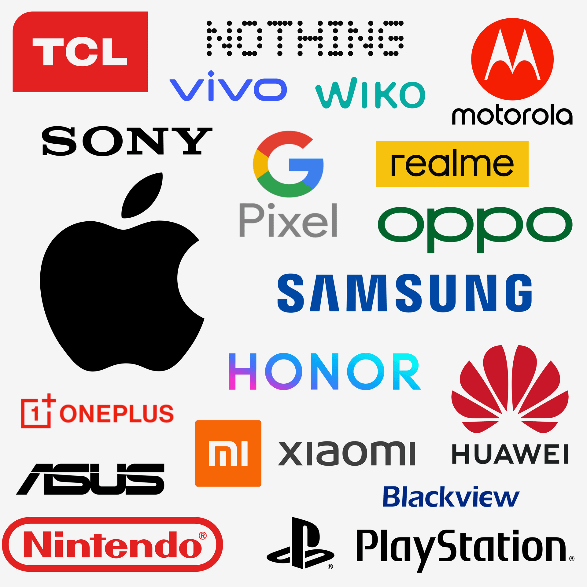 Toutes les marques réparées — Apple, Samsung, Huawei, Xiaomi, Sony, OnePlus et plus